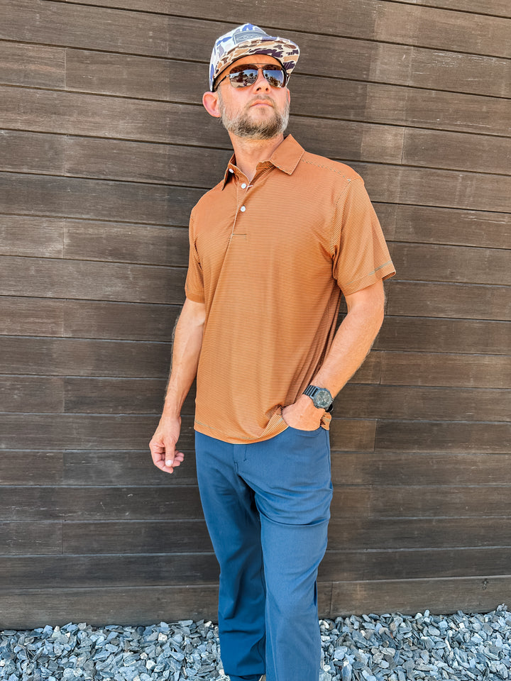 Rust/Hunter Green Men's Performance Polo