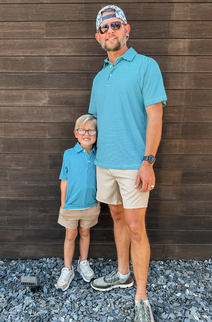 Sealime/Blue T-Rex Kids Performance Polo