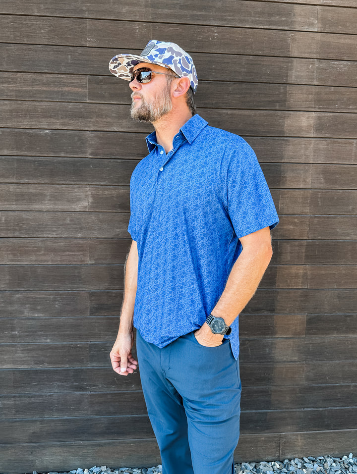 Navy Floral Men's Performance Polo