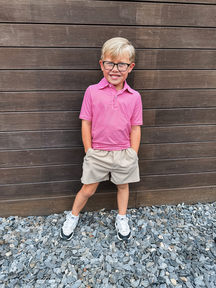 Red/White Micro Kids Performance Polo