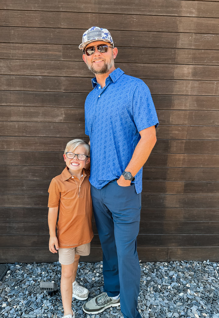 Navy Floral Men's Performance Polo